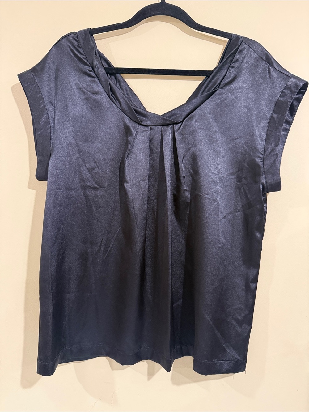 Daisy Fuentes Midnight Navy Satin Cowl-Neck Blouse